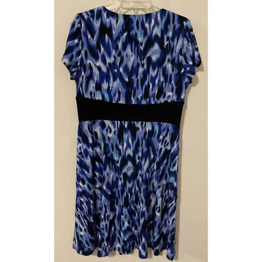 Kathy Roberts Womens Size 14 Blue Short-Sleeved Vneck Knee-Length Dress! A2083 - Picture 4 of 6